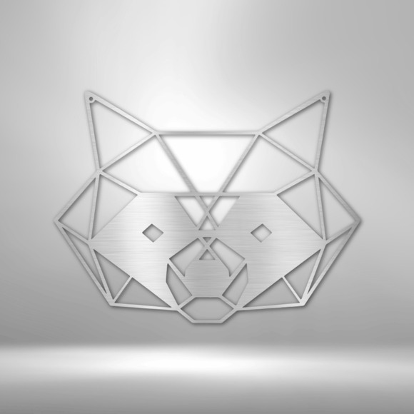 Geometric Raccoon Steel Sign Laser Cut Powder Coated Home & Office Metal Wall De